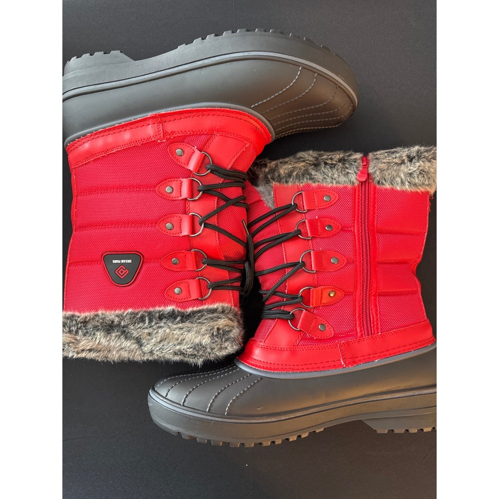 Dream Pairs DP-CANADA Red Black Faux Fur Lined Winter Snow Boots Womens 10 NEW - Picture 8 of 16